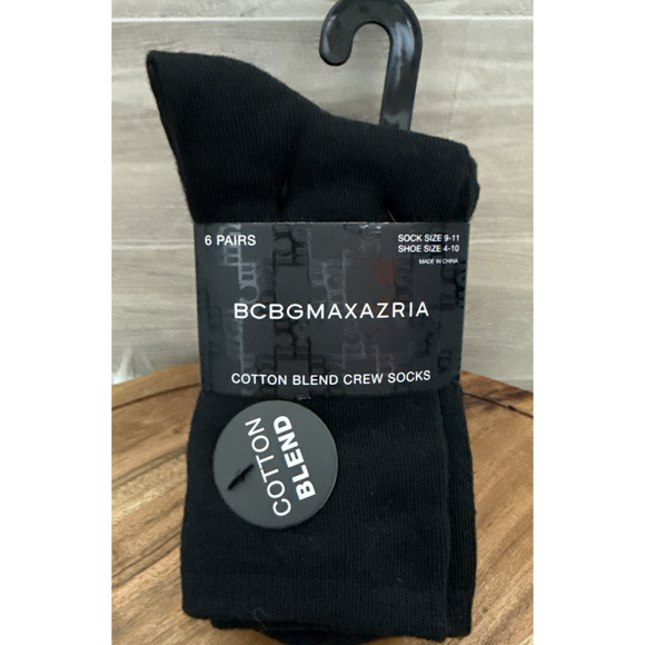 BCBG Maxazria Wmns 6 Pairs Cotton Blend Crew Socks Gray Black Shoe Size 4-10 NWT - Picture 1 of 11